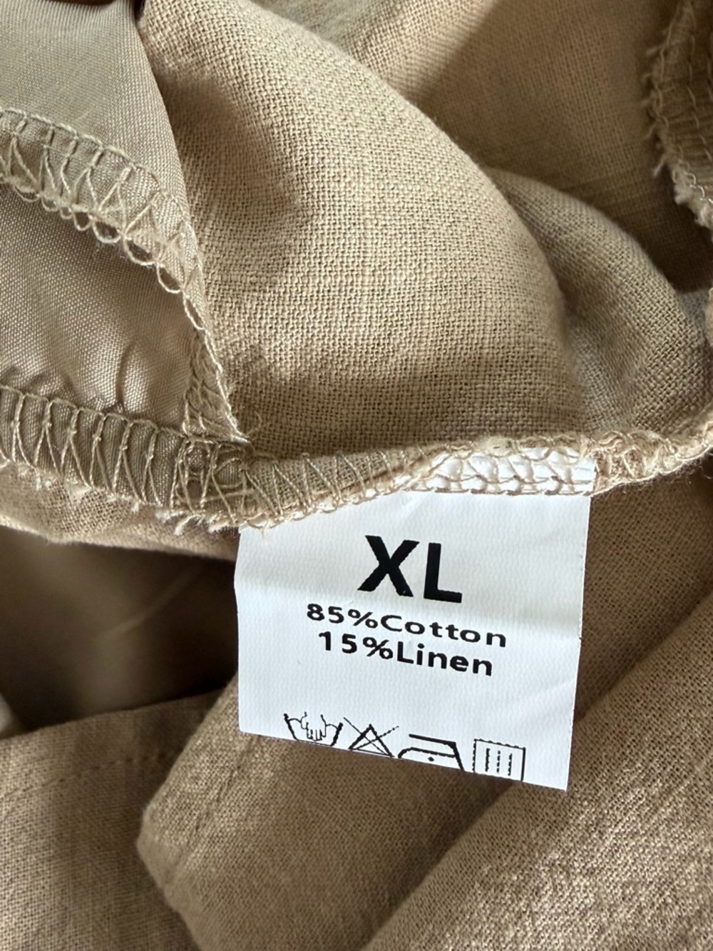 Neutral Linen Blend Cami XL Beige Tank Top Minimalist Summer - Picture 4 of 6